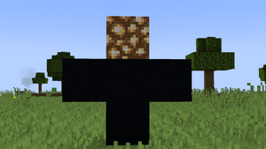 A T-shaped structure made of four Black Concrete blocks, with a Glowstone atop the center middle block.